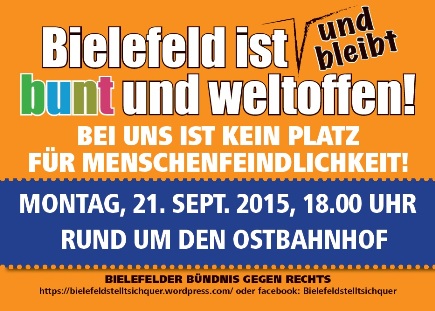 Aufruf zur Demontration für ein buntes und weltoffenes Bielefeld am 21. September