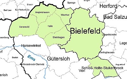 Betreuungsgebiet der IG Metall Bielefeld